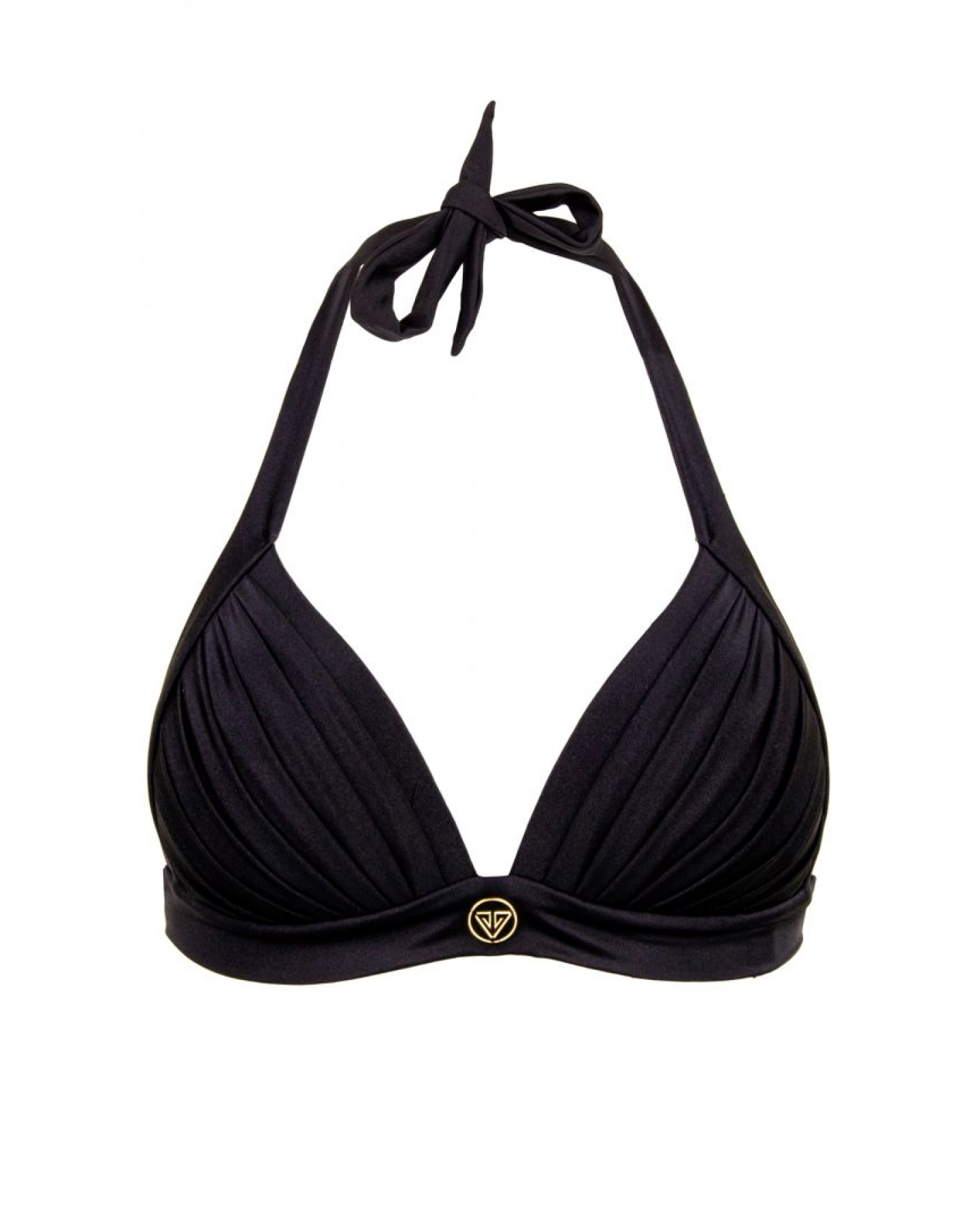 Black Ruched Push Up Triangle Bikini Top S Vivien Vance