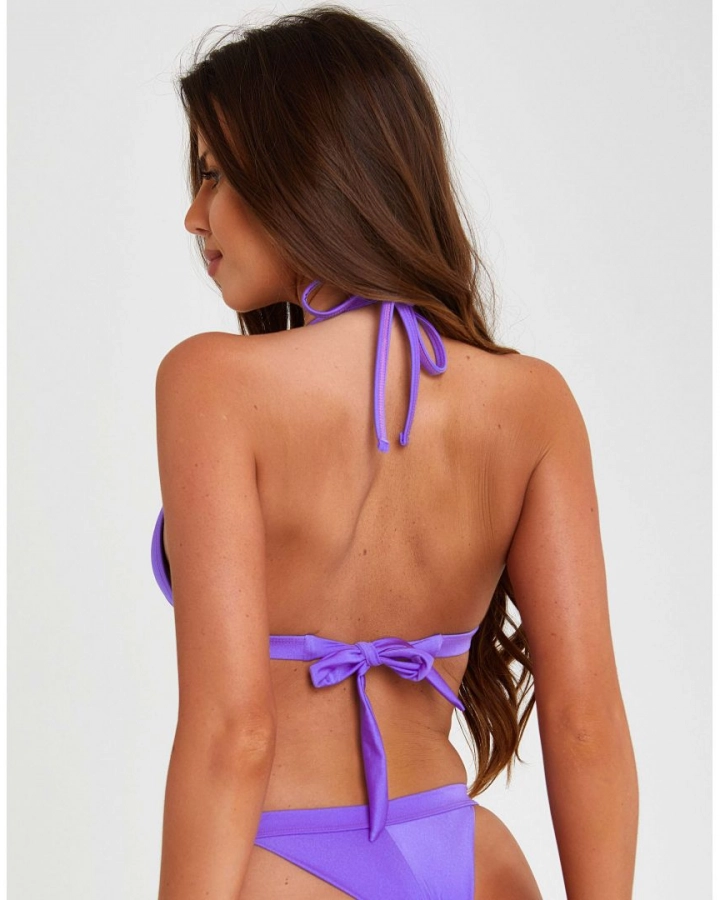 Purple Push Up Triangle Bikini Top L Vivien Vance