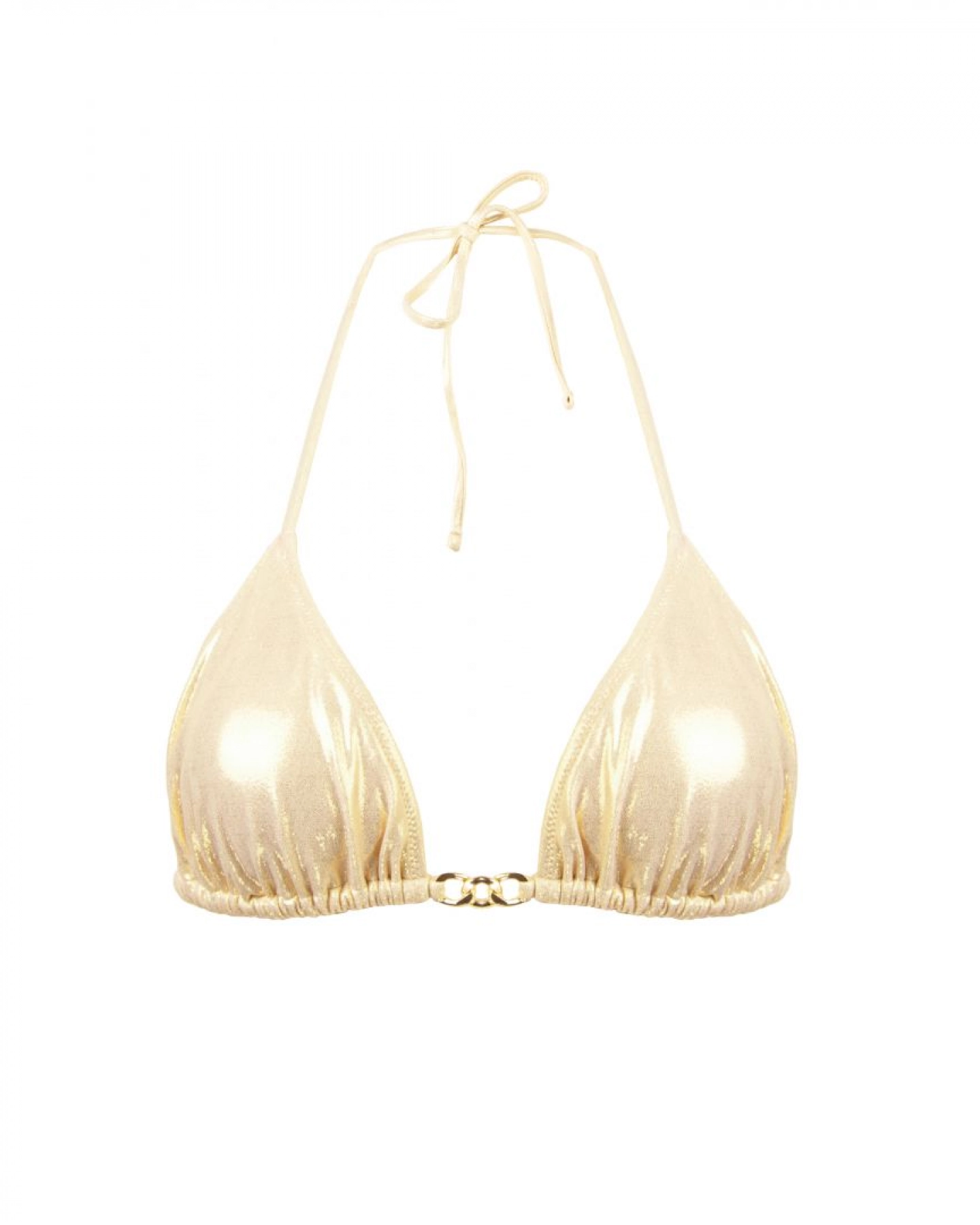 Nude Triangle Bikini Top With Removable Pads And Golden Chain S