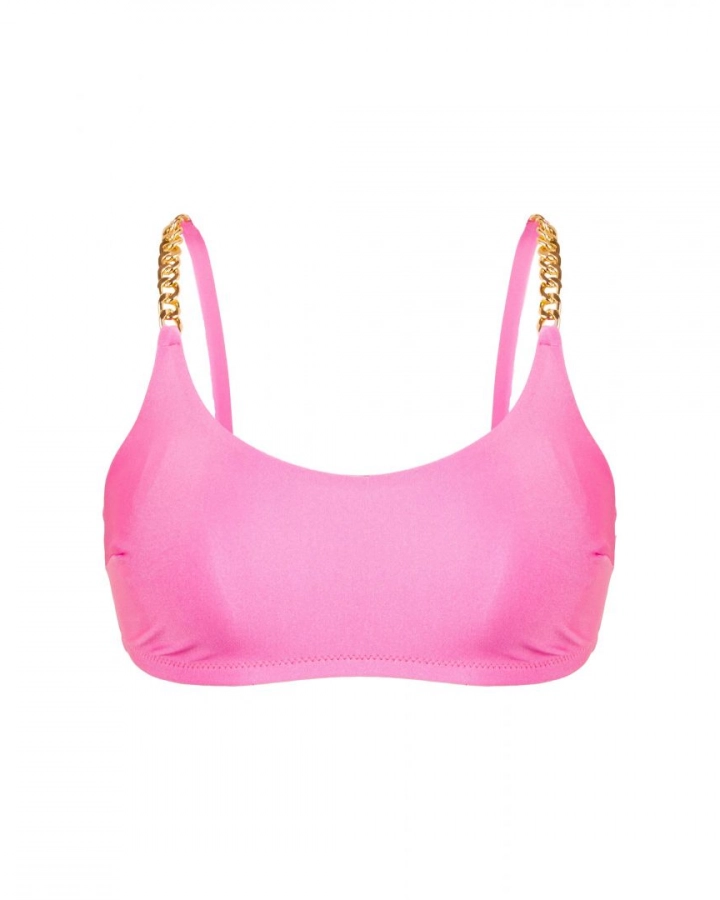 Pink Without Push Up Bikini Top With Golden Chains S Vivien Vance