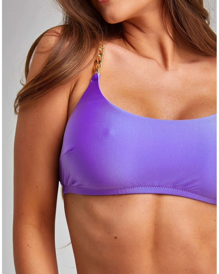 Purple Without Push Up Bikini Top With Golden Chains S Vivien Vance