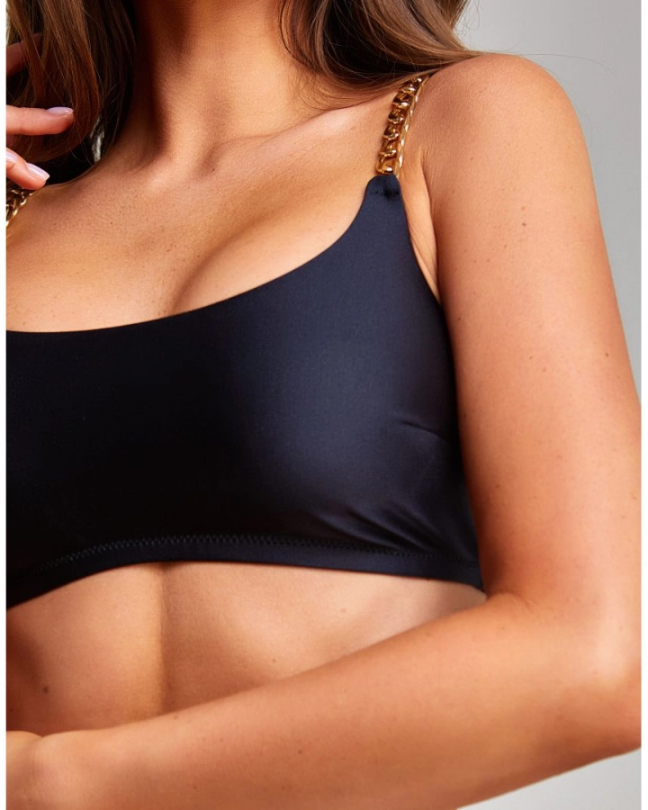 Black Without Push Up Bikini Top With Golden Chains S Vivien Vance