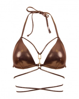 Brown Push Up Triangle Bikini Top With Golden Chains S Vivien Vance