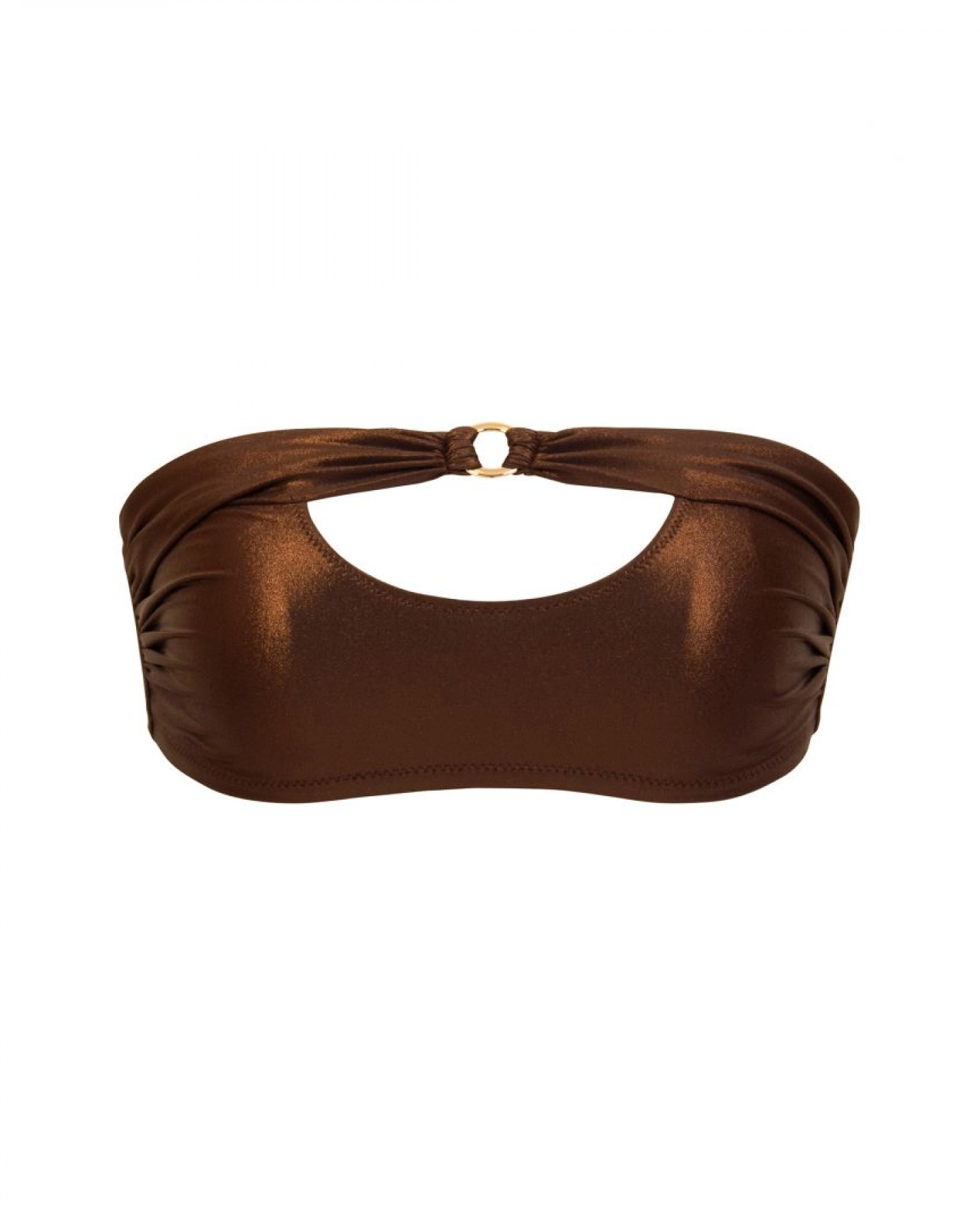Matt Brown Without Push Up Strapless Bandeau Bikini Top With U Cut