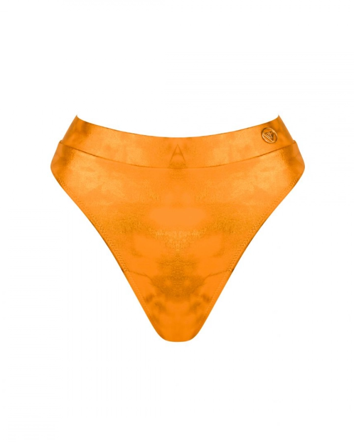 Orange Thong High Rise Bikini Bottom L Vivien Vance