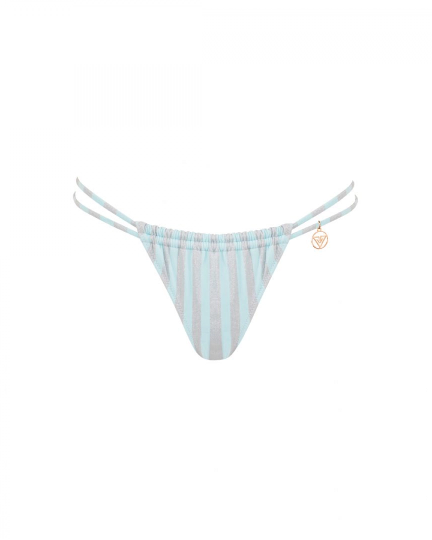 Blue Ruched Thong Mid Rise Bikini Bottom Xs Vivien Vance