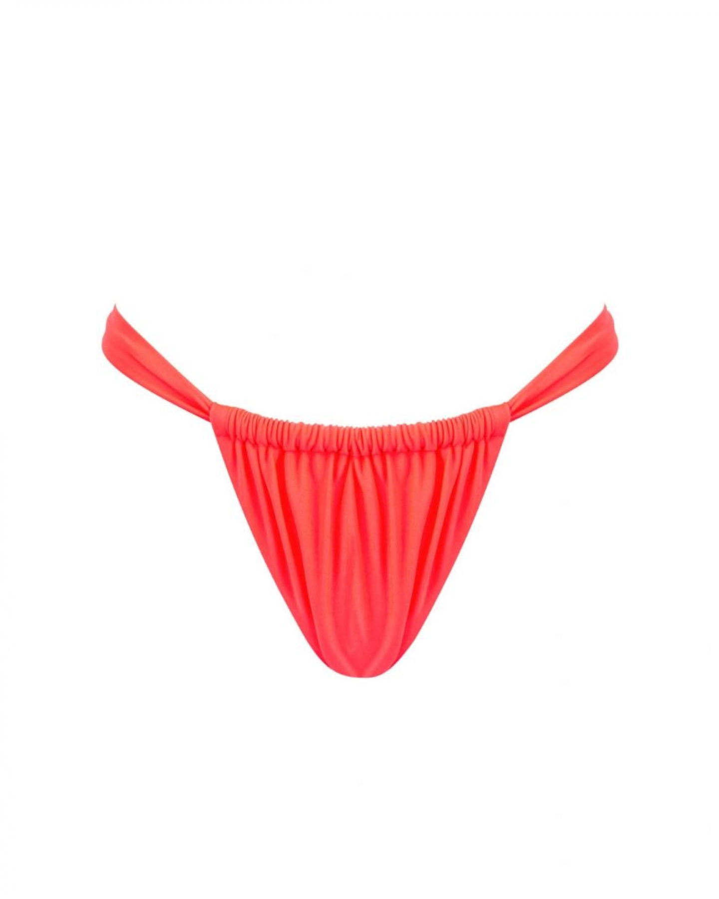 Red Ruched Thong Mid Rise Bikini Bottom XS Vivien Vance