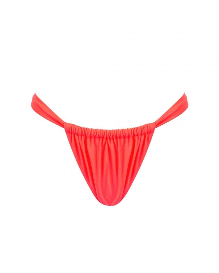 Red Ruched Thong Mid Rise Bikini Bottom Xs Vivien Vance