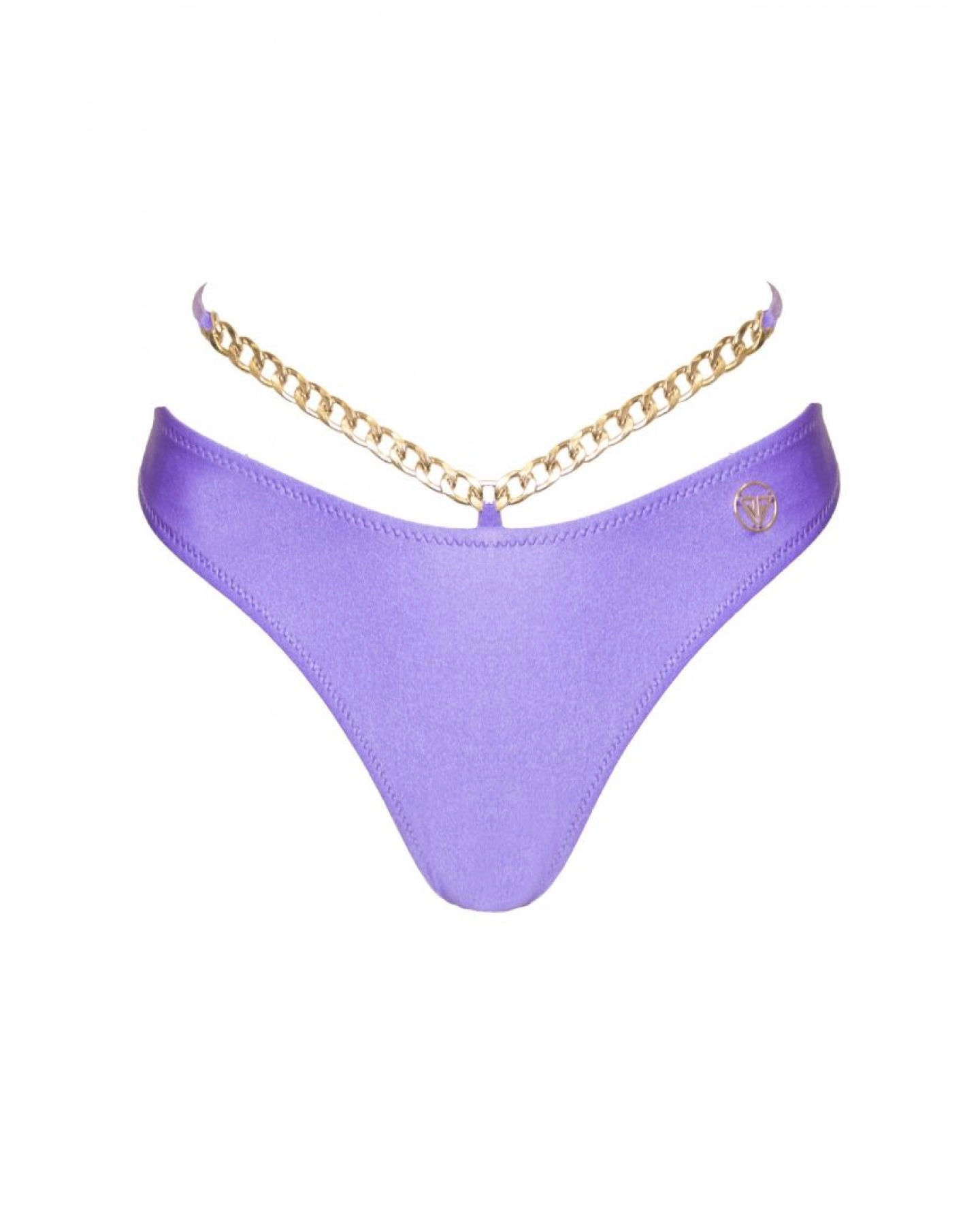 Purple Brazilian Mid Rise Bikini Bottom With Chain Strap S Vivien Vance