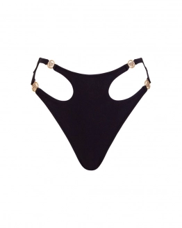 Black U Cut Out Thong Mid Rise Bikini Bottom Xs Vivien Vance