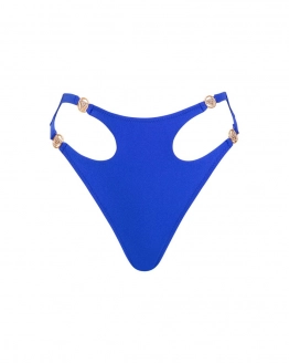Blue U Cut Out Thong Mid Rise Bikini Bottom M Vivien Vance