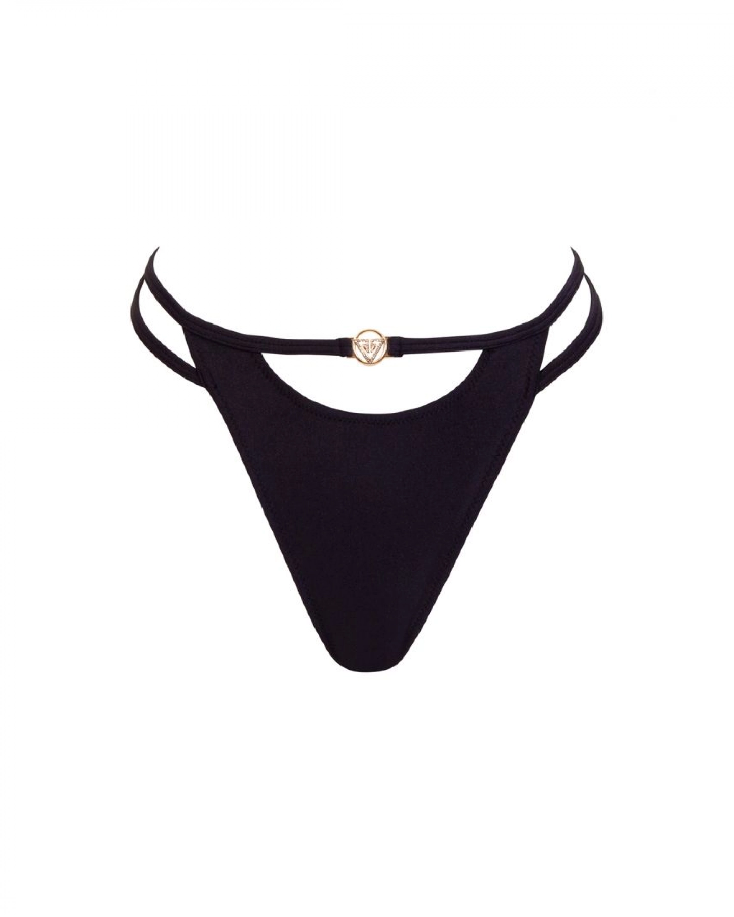 Black U Cut Out Thong Mid Rise Bikini Bottom XS Vivien Vance