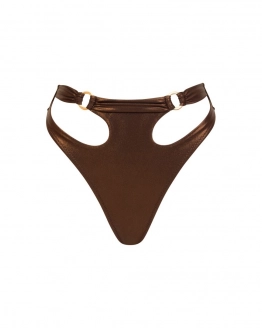 Matt Brown U Cut Out Thong High Rise Bikini Bottom Xs Vivien Vance