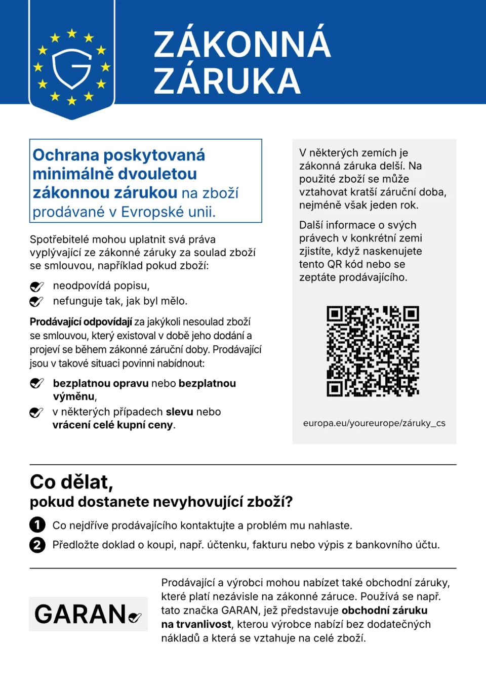 Oznámení Evropské unie o zákonné záruce
