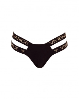 Brazilian low-rise bikini bottom with branded straps