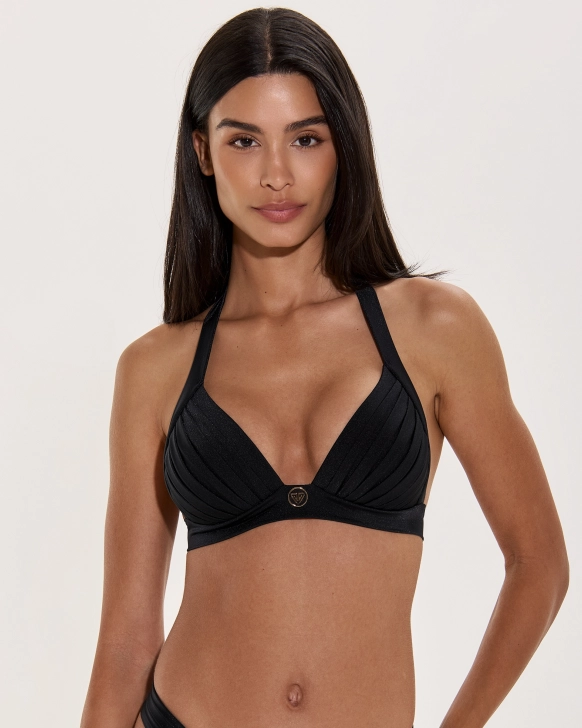 Push-Up Trojuholníkový Bikini Top S Plisovaným Dizajnom Bez Svov