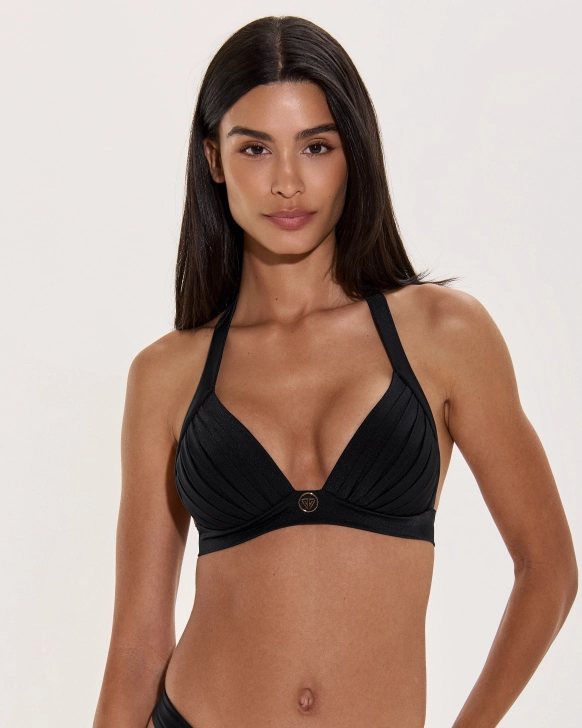 Push-Up Trojuholníkový Bikini Top S Plisovaným Dizajnom Bez Svov