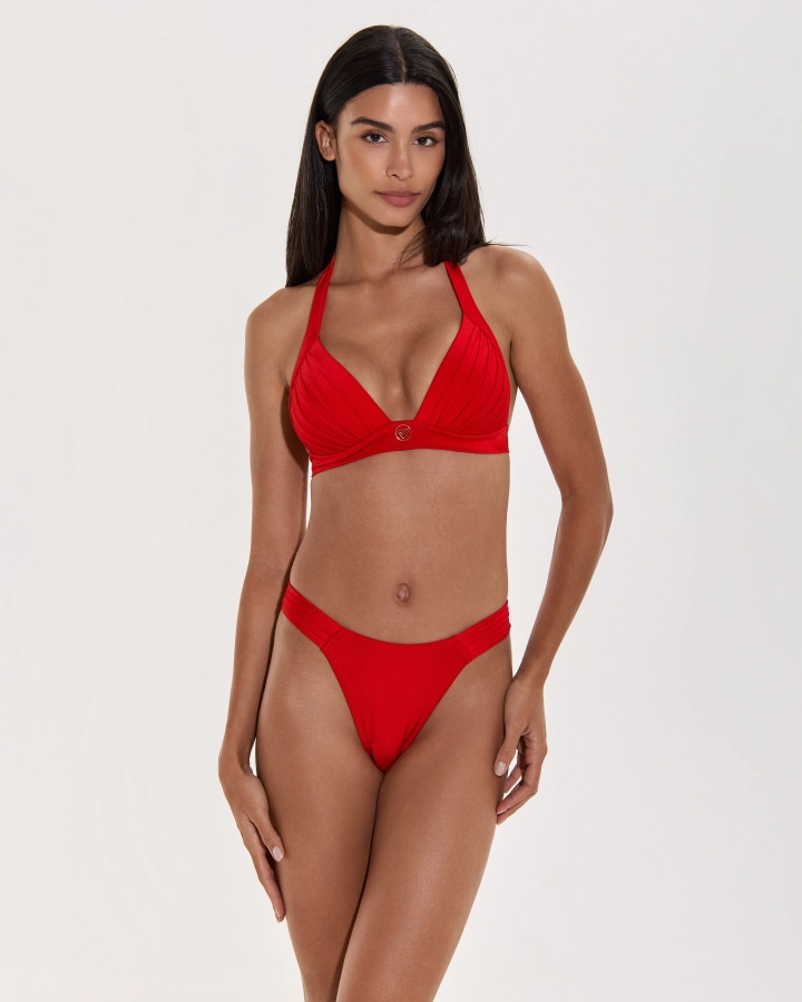 Sutien Bikini Triunghi Push-Up Cu Design Plisat Fără Cusături
