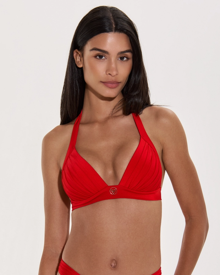 Sutien Bikini Triunghi Push-Up Cu Design Plisat Fără Cusături