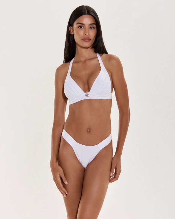Sutien Bikini Triunghi Push-Up Cu Design Plisat Fără Cusături