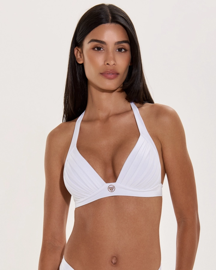 Háromszög Push-Up Bikini Felső Varrás Nélküli Pliszírozott Dizájnnal