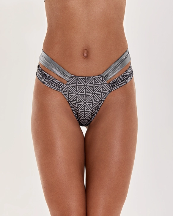Semi-High Waist Brazilian Bikini Bottom With Contrast Bands