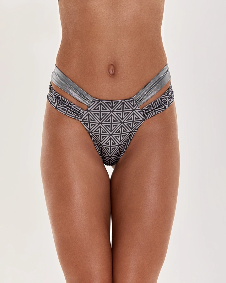 Semi-High Waist Brazilian Bikini Bottom With Contrast Bands