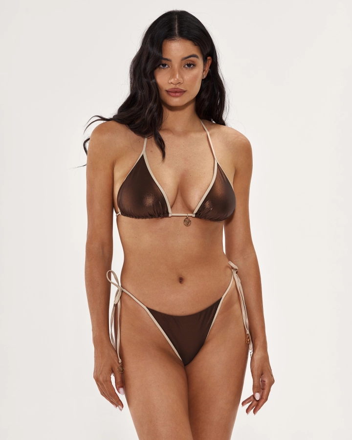Sutien Triunghi fără Push-Up cu Margini Lurex și Cupe Ajustabile