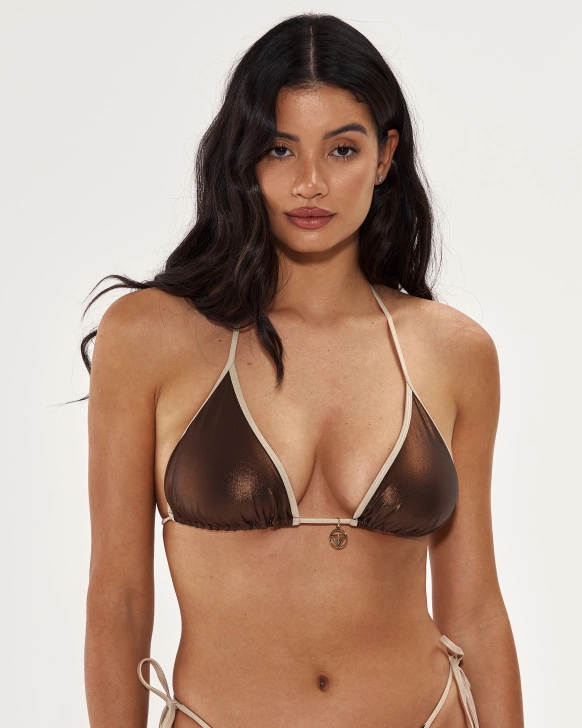 Sutien Triunghi fără Push-Up cu Margini Lurex și Cupe Ajustabile