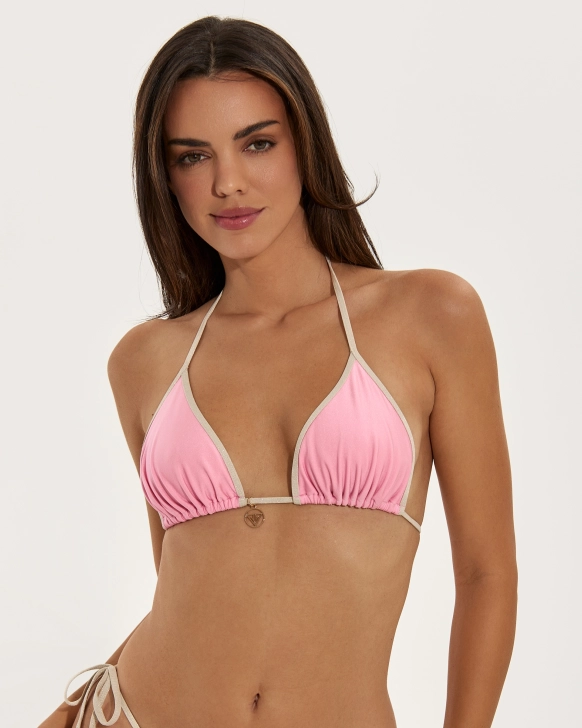 Triangle Bikini Top without Push-Up with Lurex Edges & Adjustable Cups