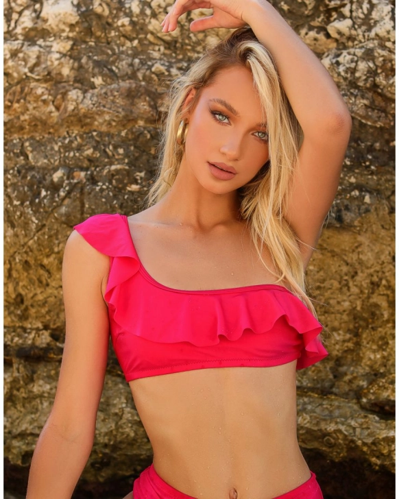 Szivacs Nélküli Fodros Bikini Top