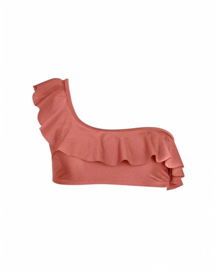 Without push-up frilly bandeau bikini top
