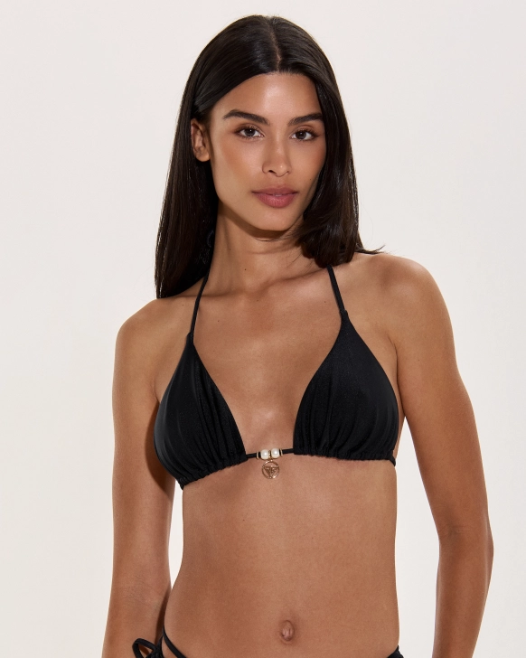 Sutien Bikini Triunghi Fără Burete Din Lurex Cu Perle