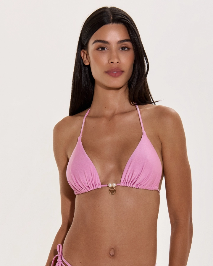 Sutien Bikini Triunghi Fără Burete Lurex Cu Perle