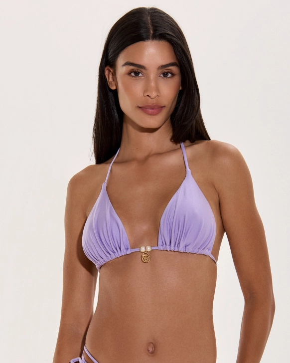 Sutien Bikini Triunghi Fără Burete Din Lurex Cu Perle