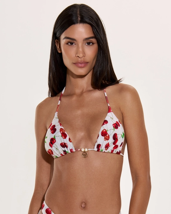 Szivacs Nélküli  Lurex Háromszög Bikini Felső Gyöngyökkel