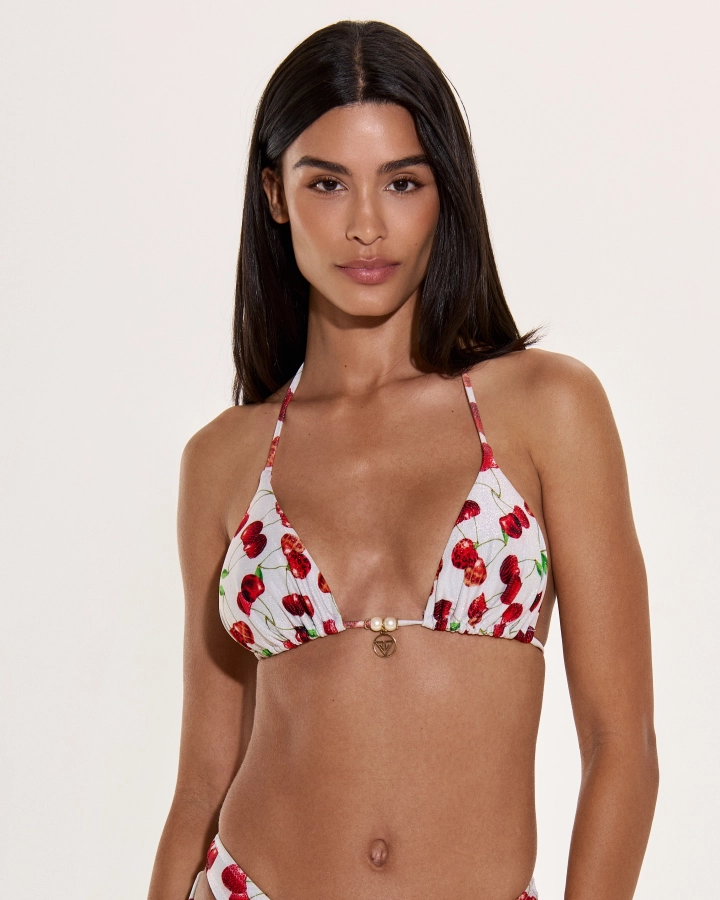 Lurex Szivacs Nélküli Háromszög Bikini Felső Gyöngyökkel