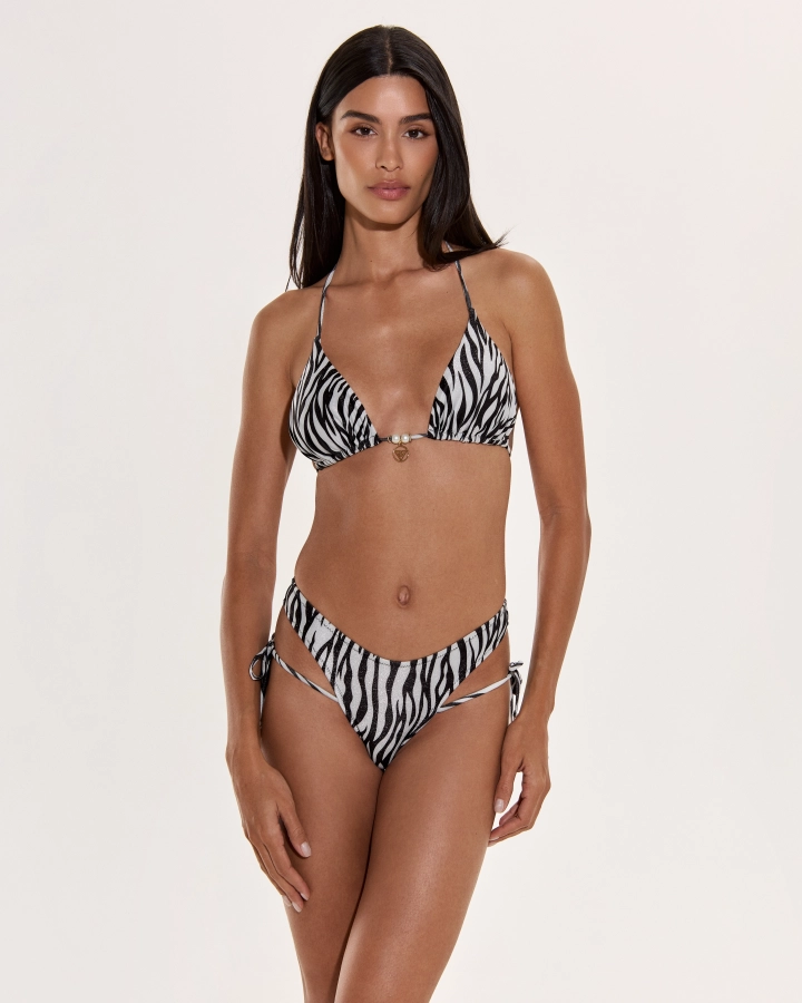 Lurex Szivacs Nélküli Háromszög Bikini Felső Gyöngyökkel