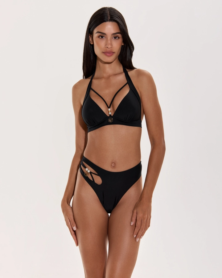Lurex Háromszög Push-Up Bikini Felső Gyöngyökkel