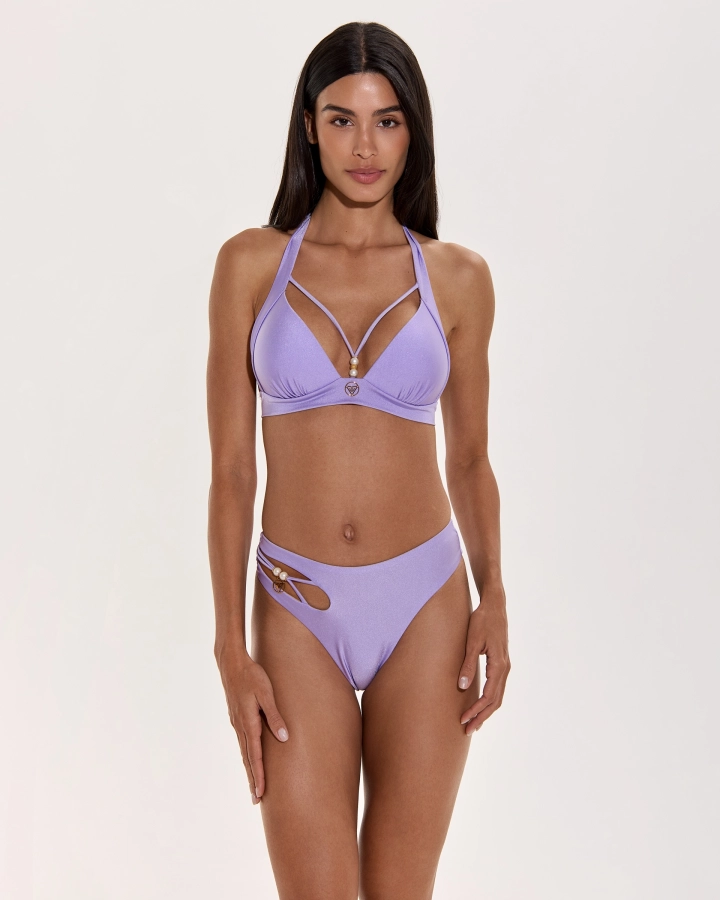 Top Bikini Push-Up In Lurex Con Dettaglio Perle