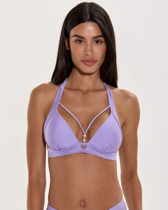 Lurex Háromszög Push-Up Bikini Felső Gyöngyökkel