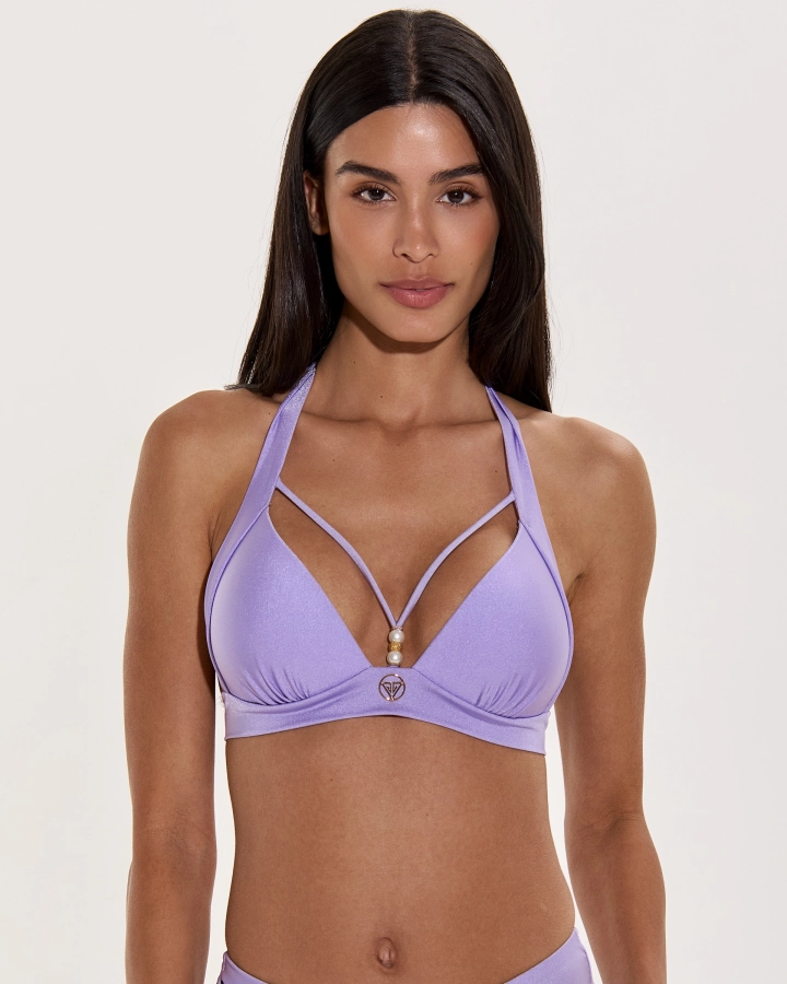 Top Bikini Push-Up In Lurex Con Dettaglio Perle