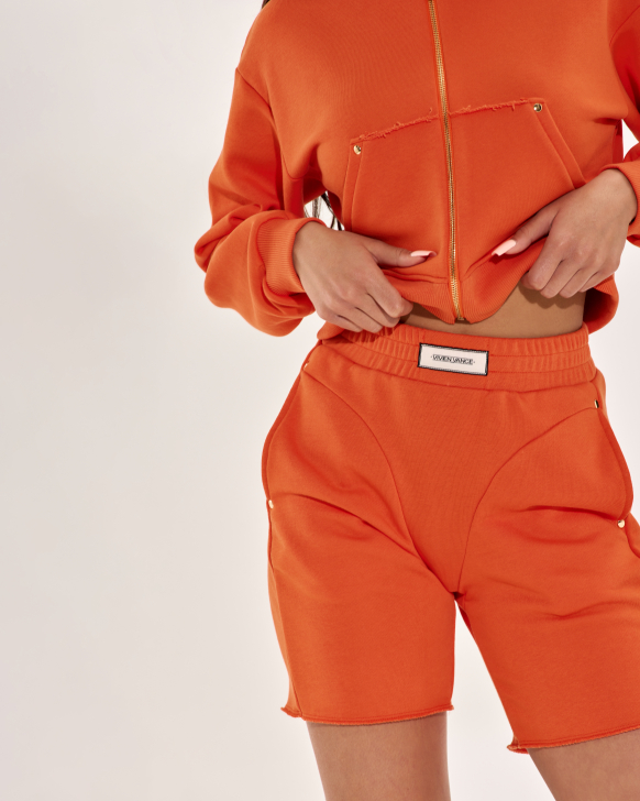 Casual Bermuda Shorts with V-Shape Design and Snap Details