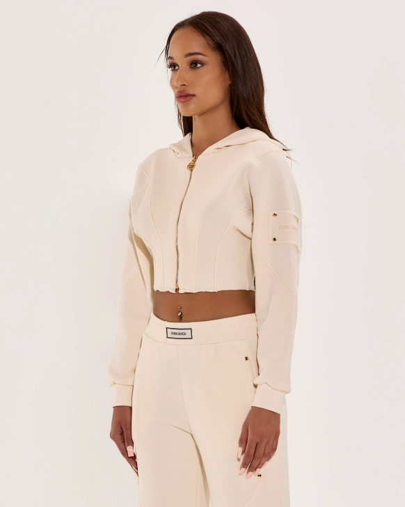 Krátka mikina so zipsom a vyšívaným logom