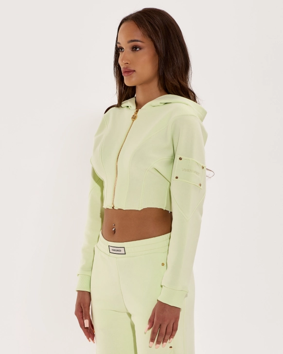 Kurzer Hoodie mit Reißverschluss und gesticktem Logo