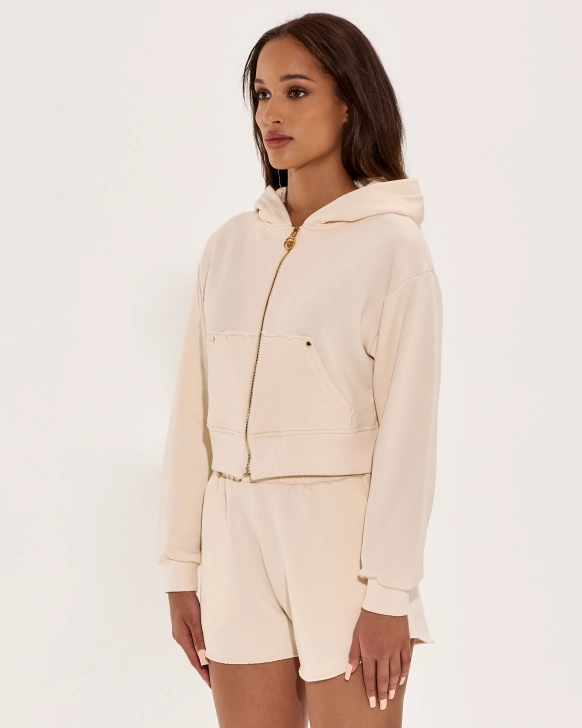 Krátka mikina so zipsom a prednými vreckami