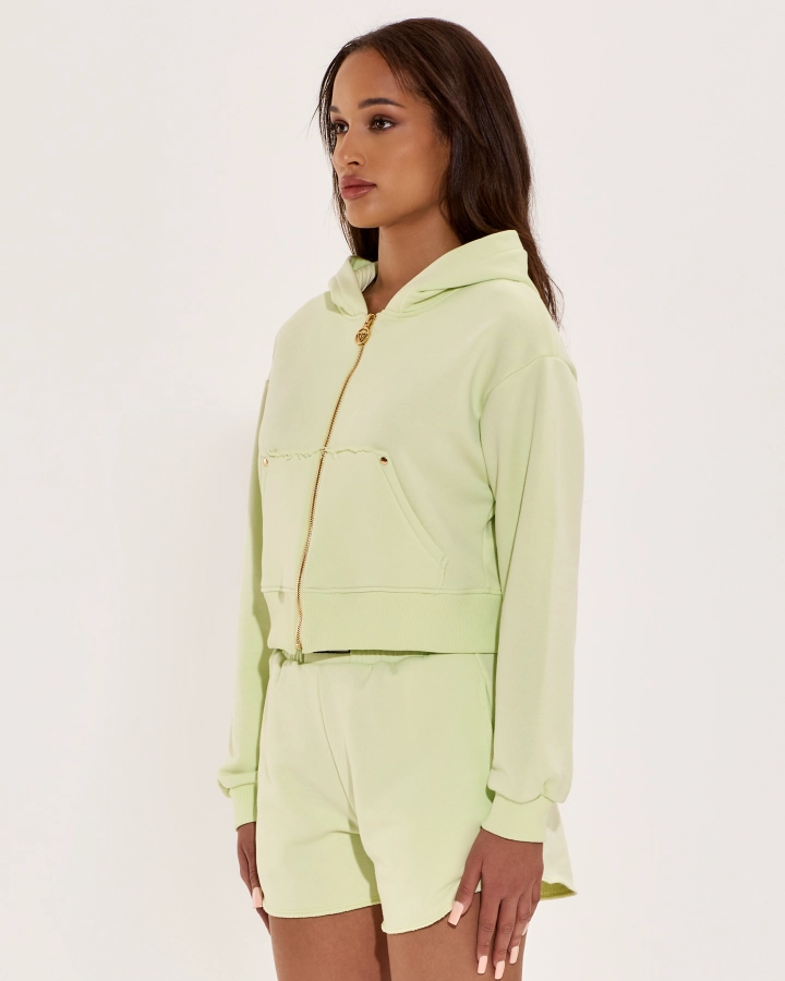 Kurzer Hoodie mit Reißverschluss und Fronttaschen