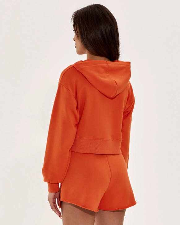 Hoodie court avec fermeture zippée et poches frontales