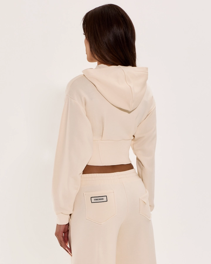 Hoodie tip corset cu fermoar și croială sculptată