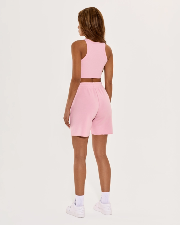 Cropped top with sporty cut and open shoulders